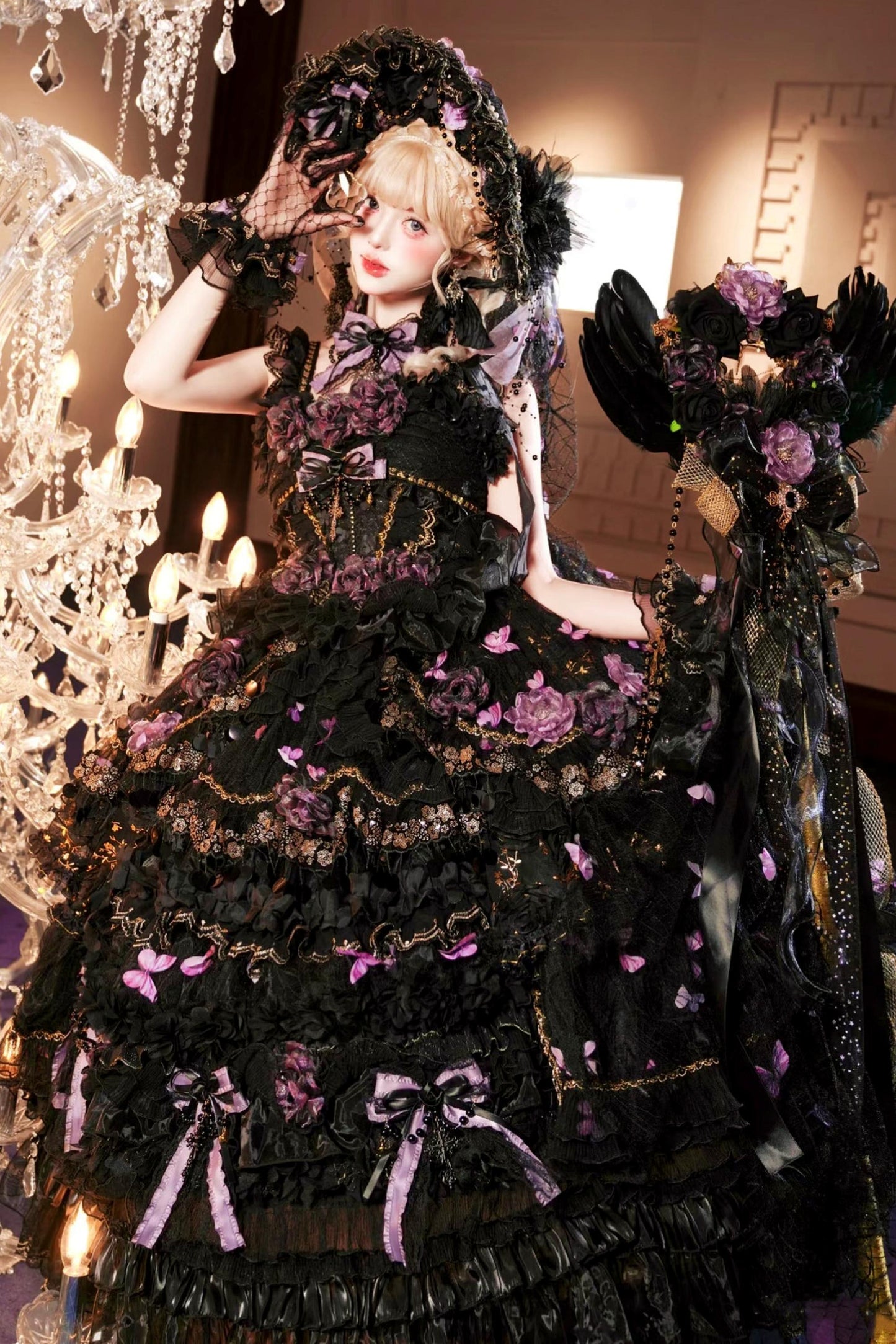 Abito lolita gotico da principessa con bara a farfalla