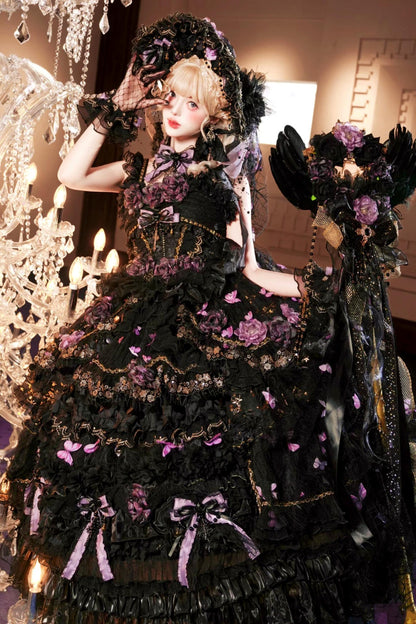 Abito lolita gotico da principessa con bara a farfalla