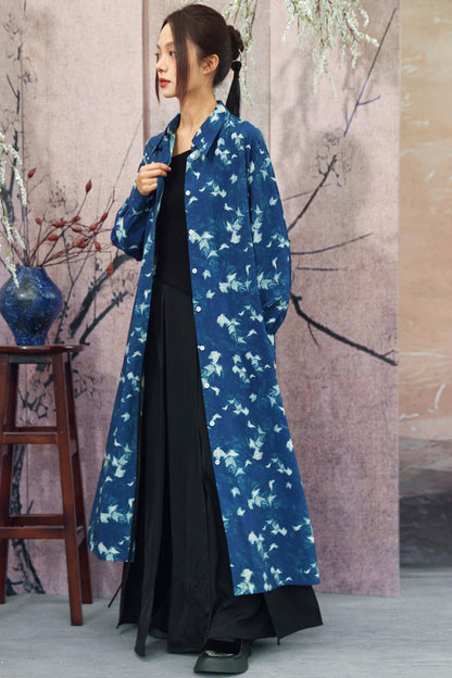 Vintage Blue Trench Shirt Dress