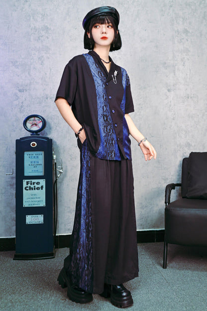 Snakeskin Print Pleated Wide-Leg Pants