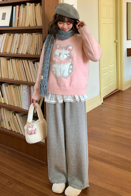 Sweet Fleece-Lined Wide Leg Pants