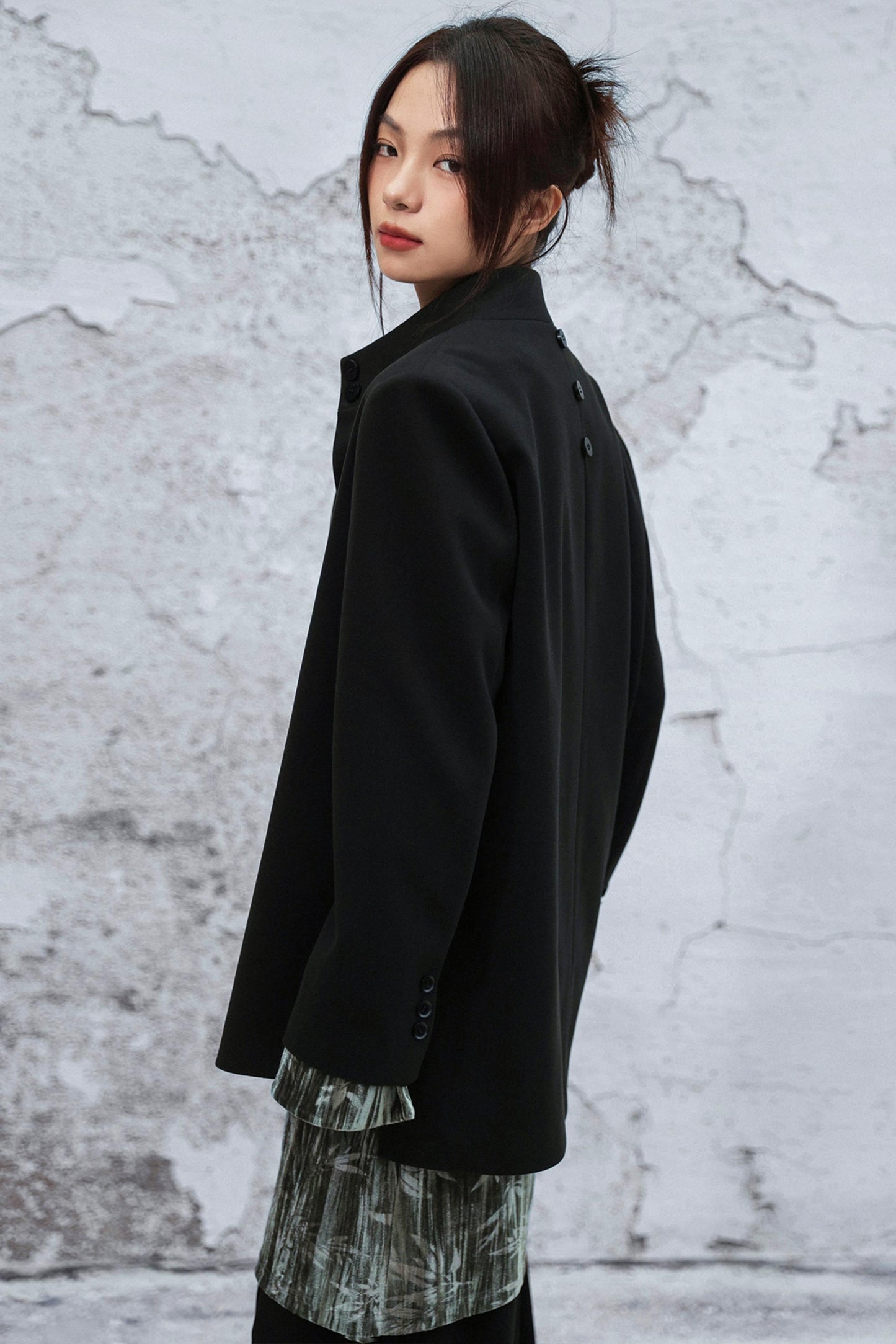 アシメトリカルパッチワークブレザー