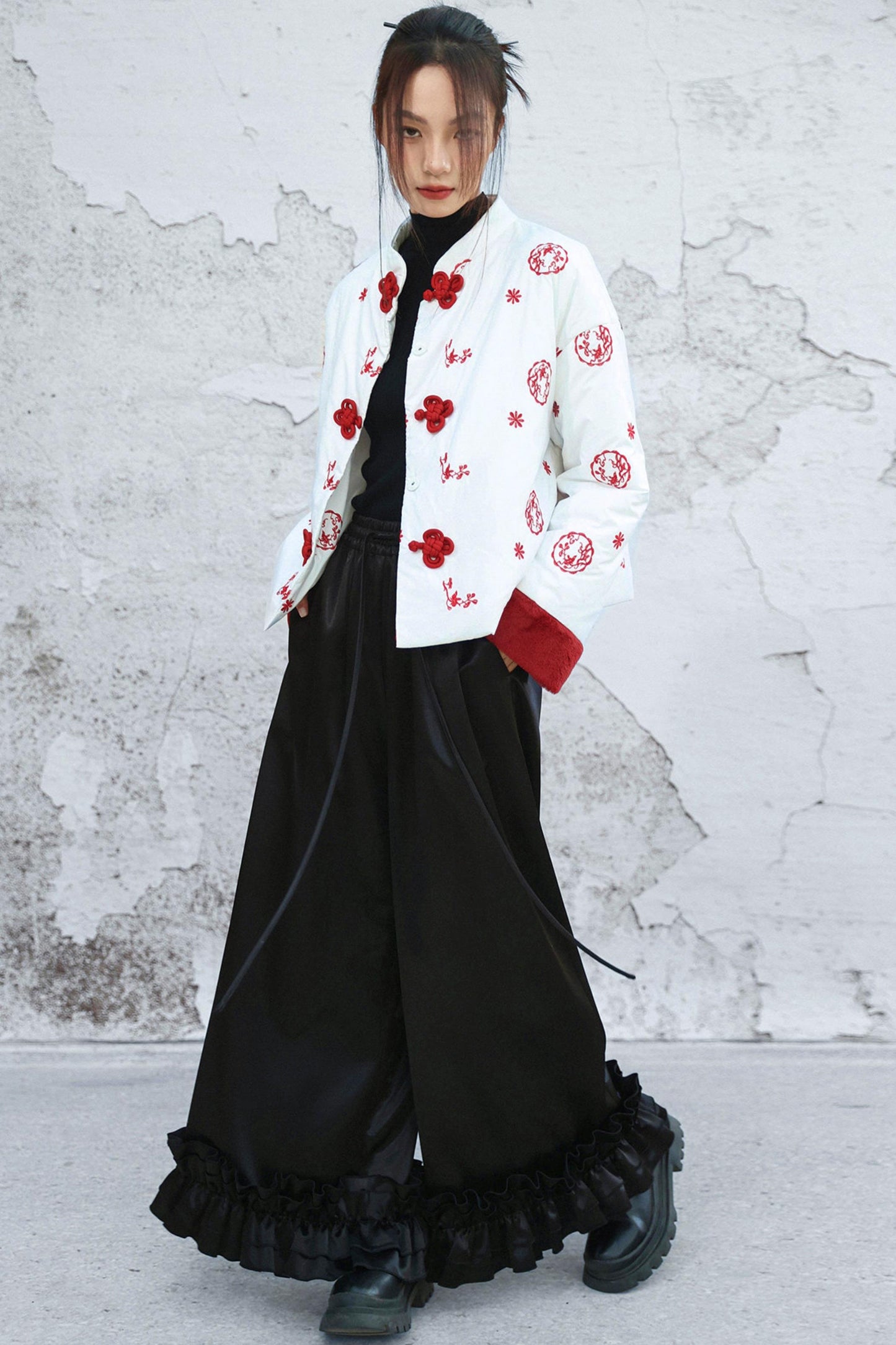 Embroidered Color Blocking Quilted Jacket