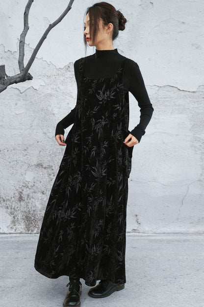 シェニールダークパターンドレス