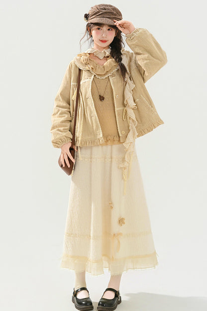 Mori Lace Trim Cotton Jacket + Skirt