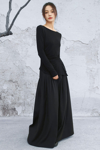 ダークモードワイドレッグパンツ