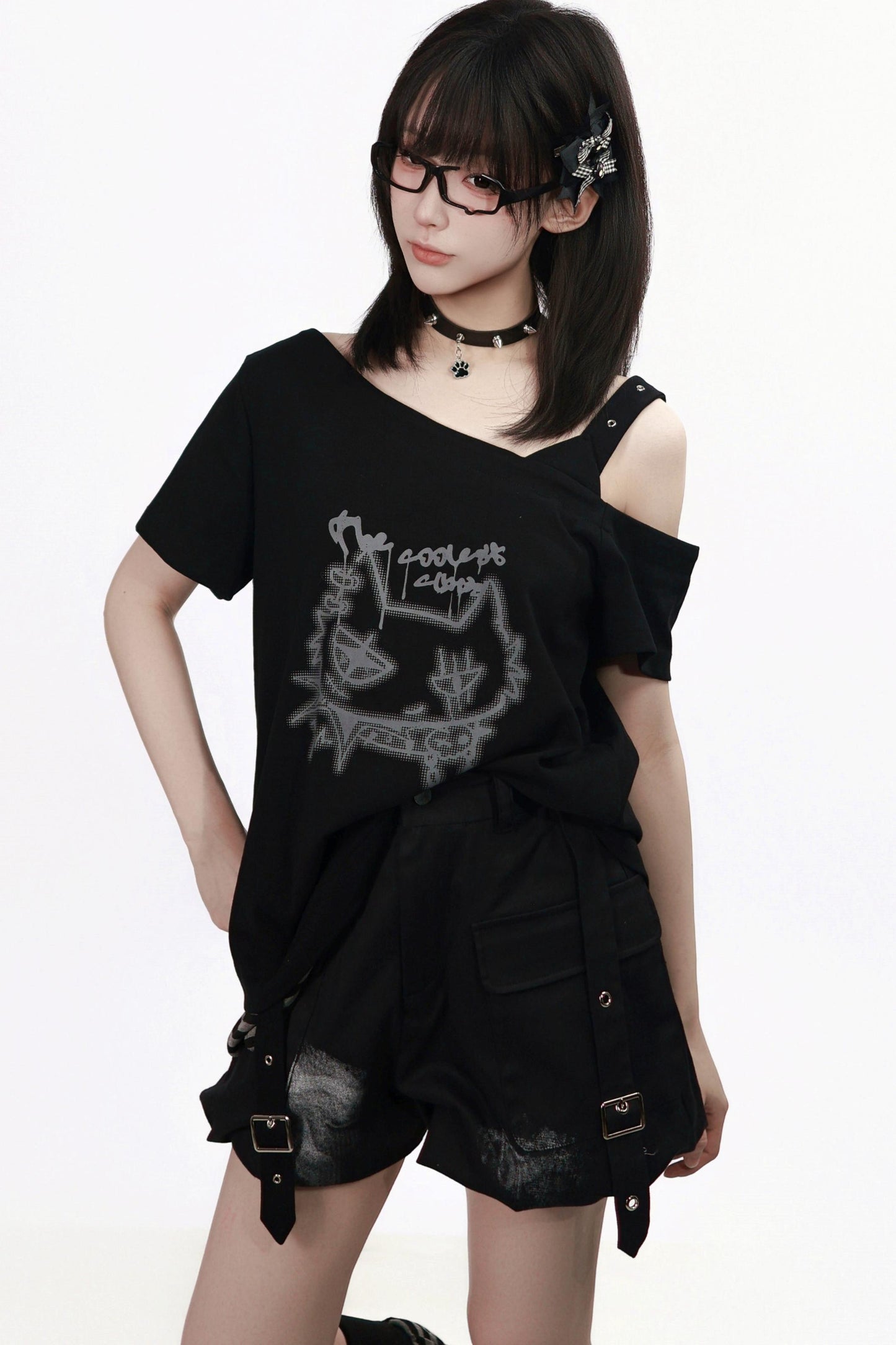Schwarze-Katze-Rock-Punk-Set