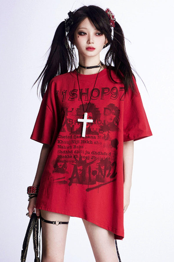 レトロシックアシンメトリックストラップトップス