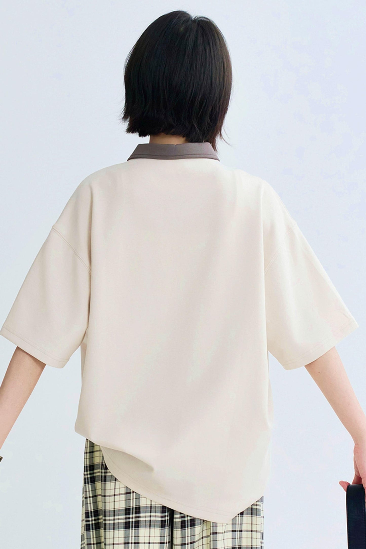 Contrast Lapel Loose Fit Faux Top