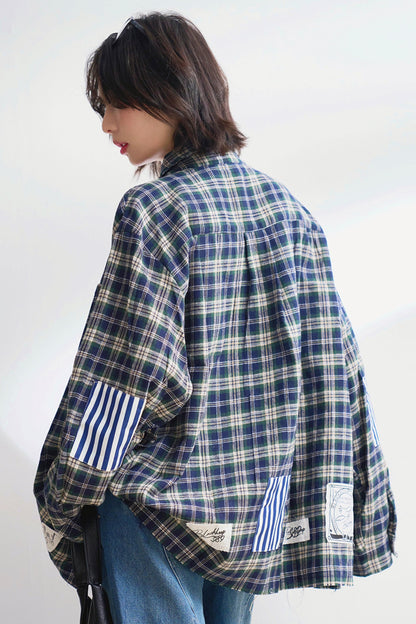 ルーズフィットチェックロングスリーブシャツ