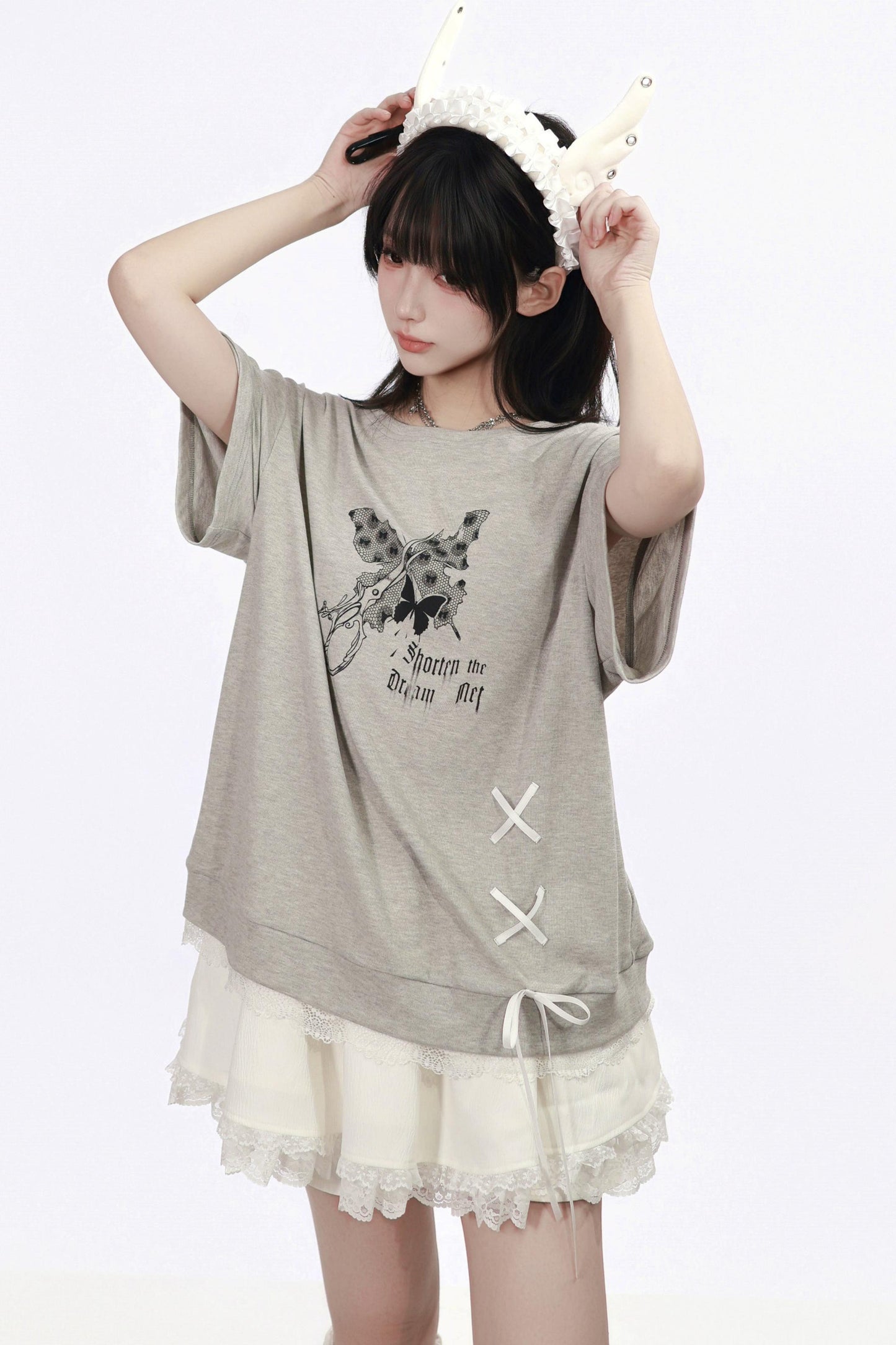サブカルバタフライTシャツ+スカート+レッグカバー