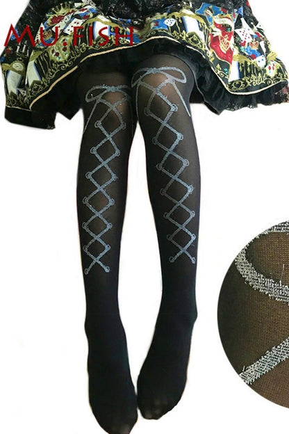 Cross Lace-Up Design Tights