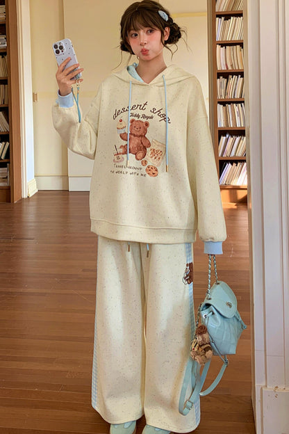 Bear Embroidery Plaid Pants