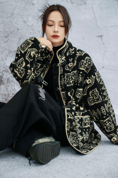 モードジャカードスタンドアップカラーコート