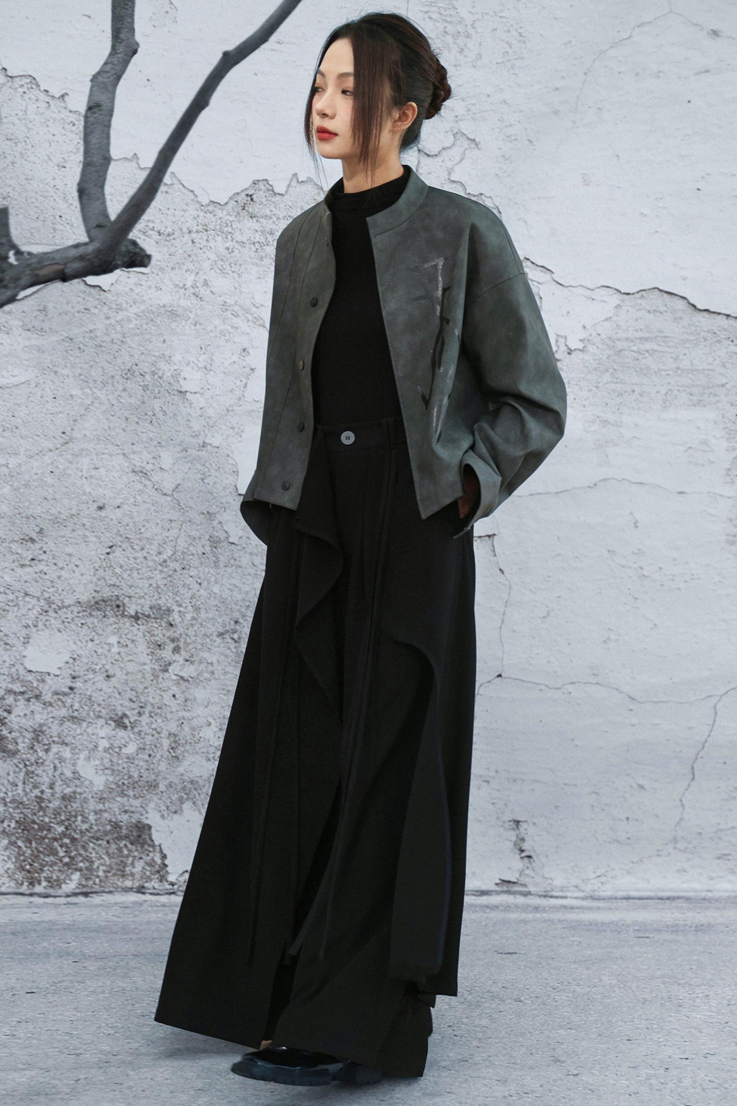 スタンドアップカラーレザージャケット