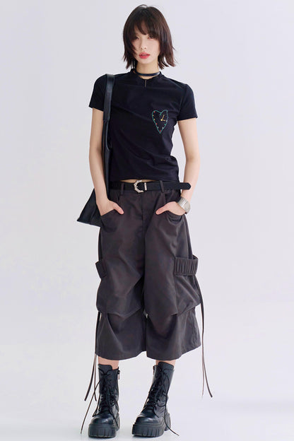 ルーズフィットクロップドカーゴトラウザーズパンツ