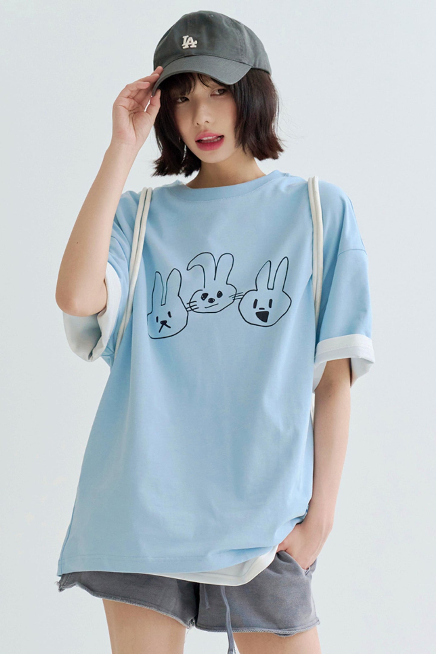 T-shirt doux à imprimé cordon