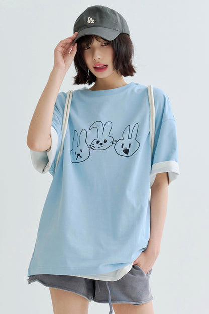 T-shirt doux à imprimé cordon