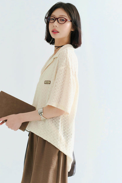 Sheer Polo Neck T-Shirt