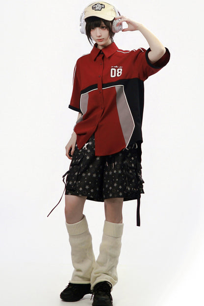 Set aus Jeansstoff im Subkultur-Stil mit Stern- und Karomuster