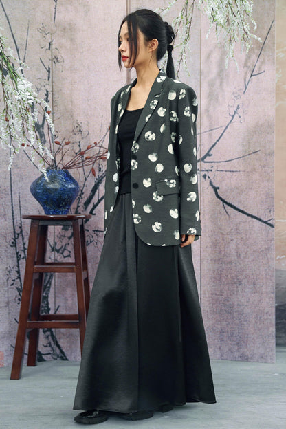 Polka Dot Shoulder Padded Blazer