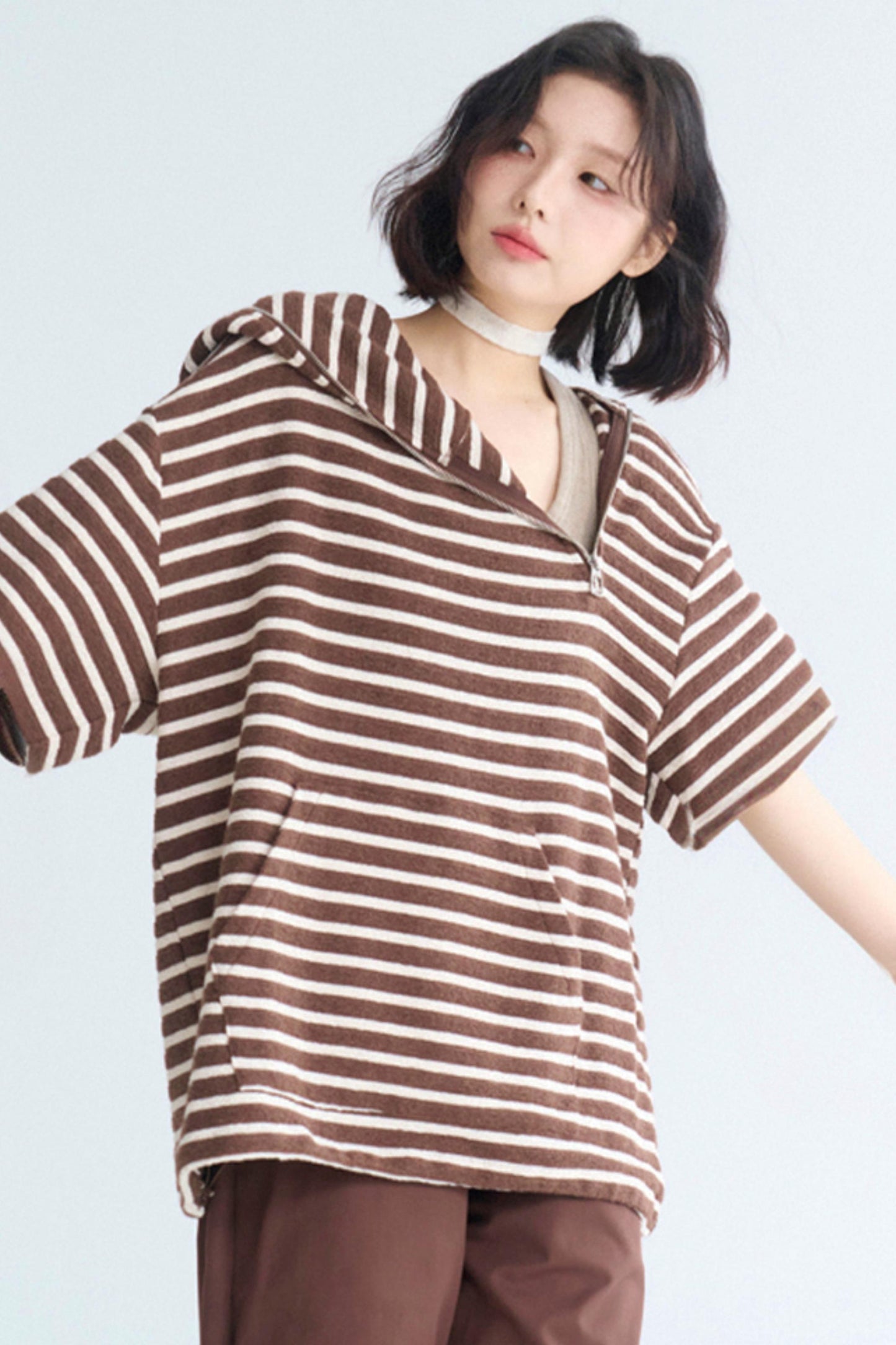 airy loose-fitting hooded tea
