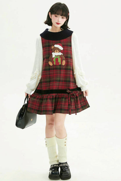 ヴィンテージレッドチェックドレス