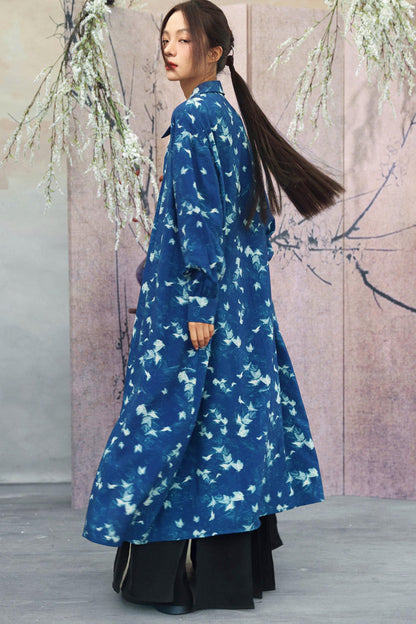 Vintage Blue Trench Shirt Dress