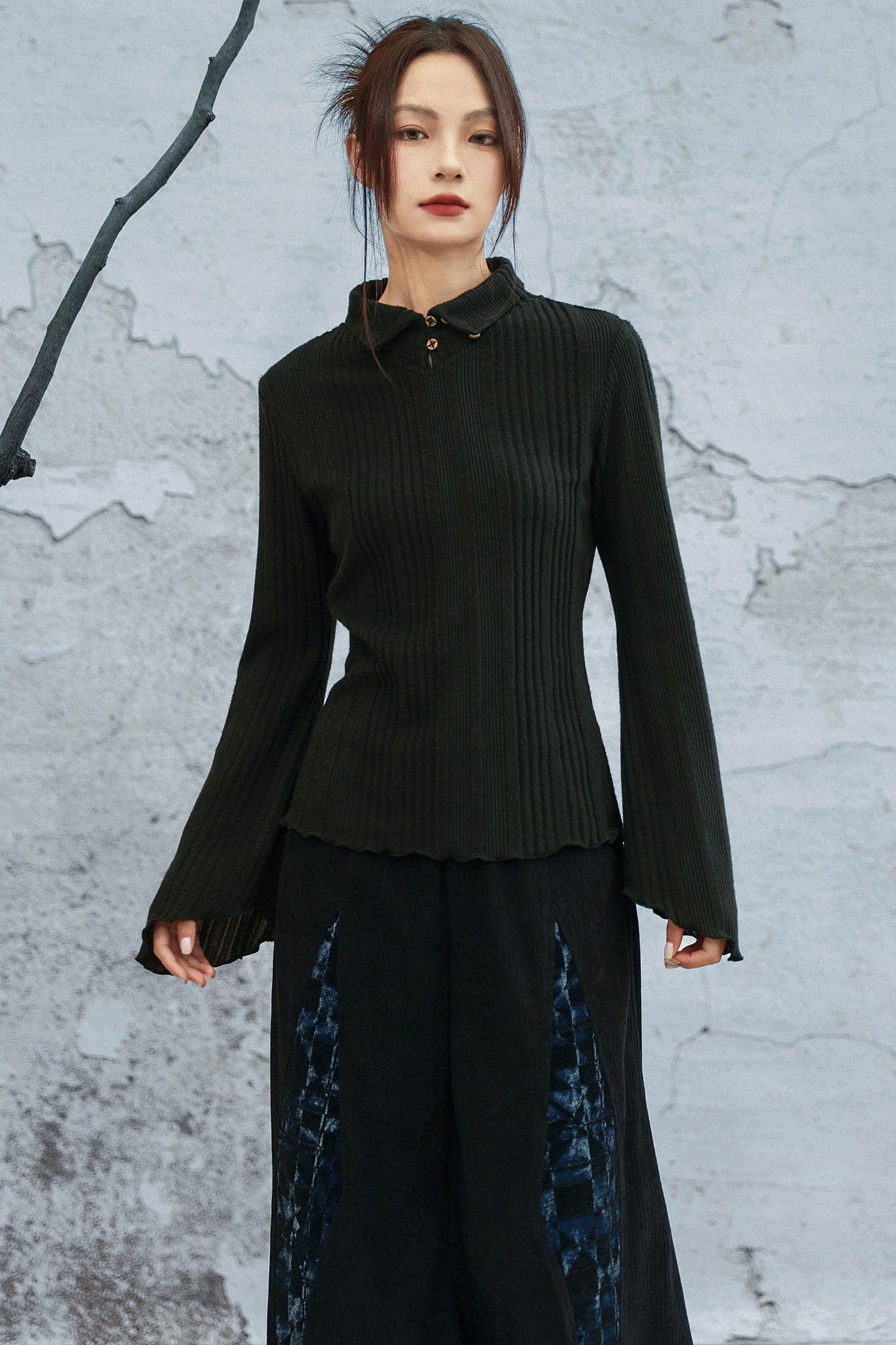 トゥーウェイカラーニットトップ