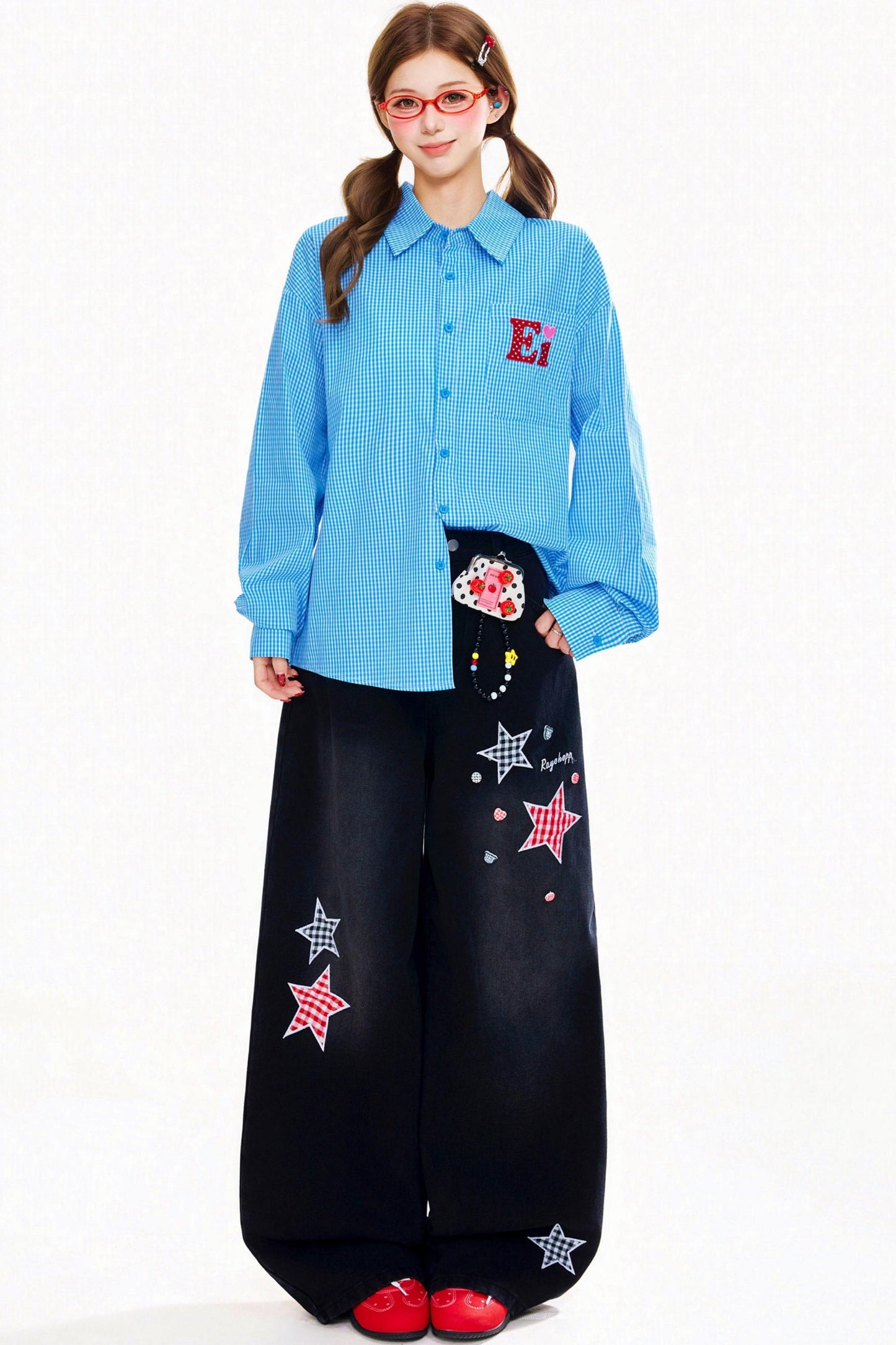 Patchwork Plaid Spring Blouse