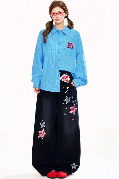 Patchwork Plaid Spring Blouse