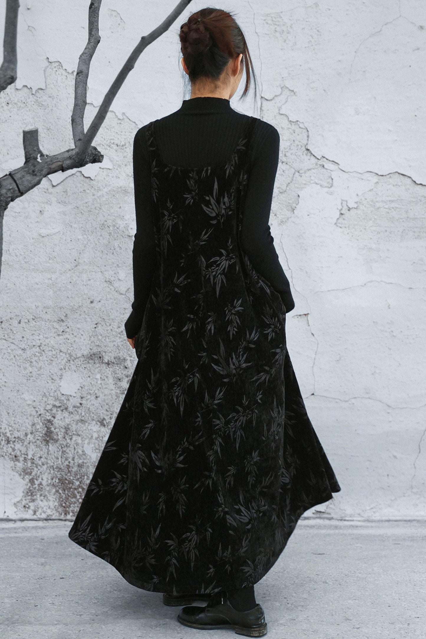 シェニールダークパターンドレス