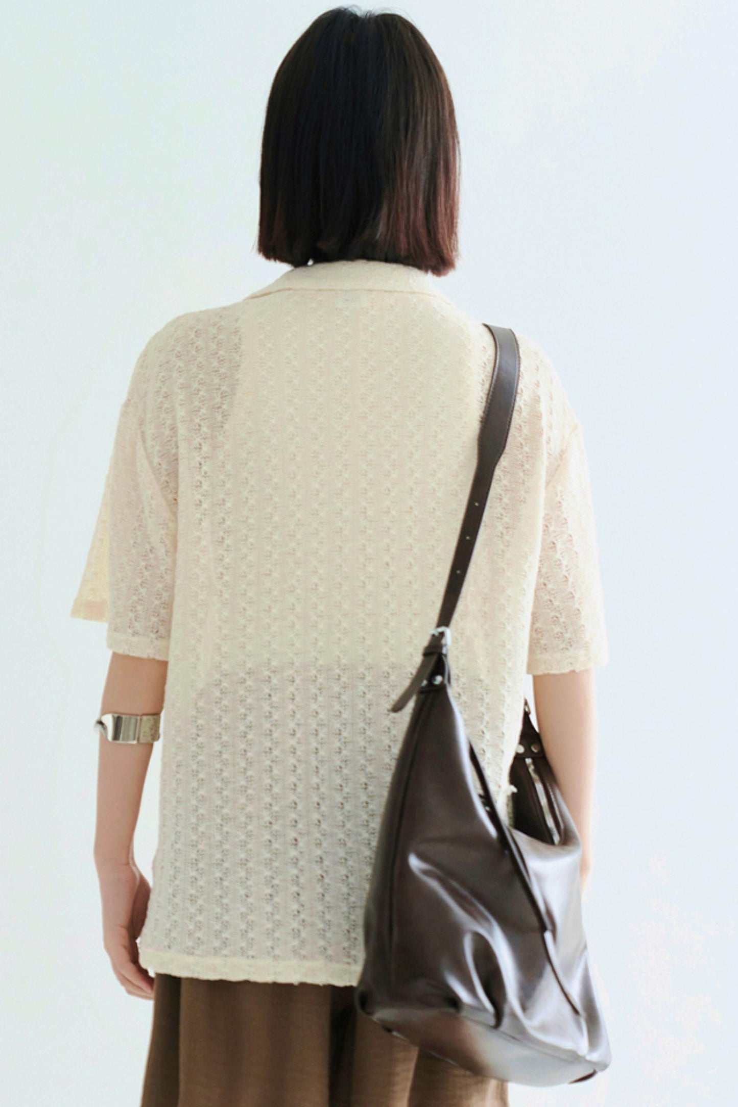 Sheer Polo Neck T-Shirt