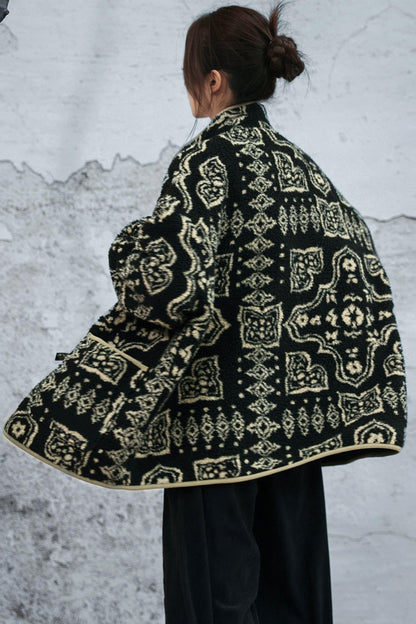 モードジャカードスタンドアップカラーコート