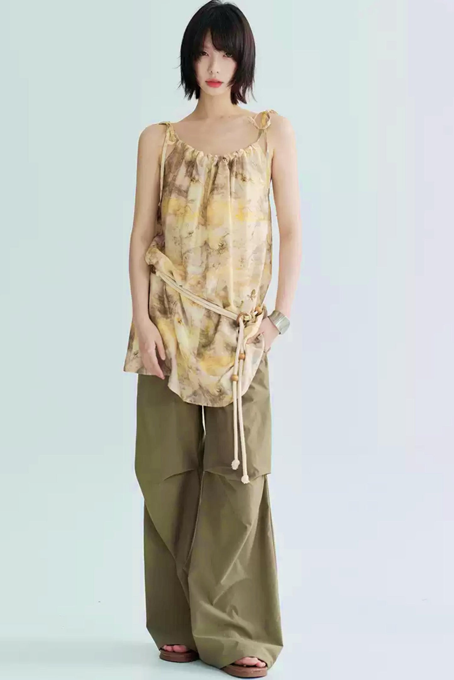 カジュアルニーディテールカーゴパンツ