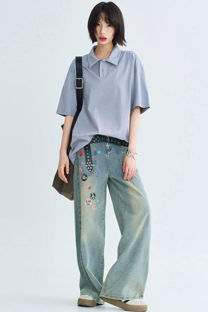 Minimalist Solid Polo Neck Top