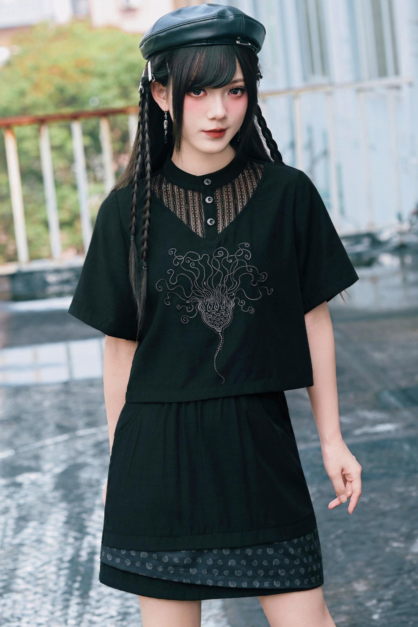 深海刺繍ダークドールセットアップ