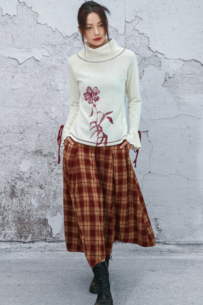 ダブルウエスティッドプラッドスカート