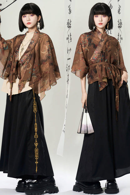 Lagenlook-Set mit weiter Hose im China-Stil