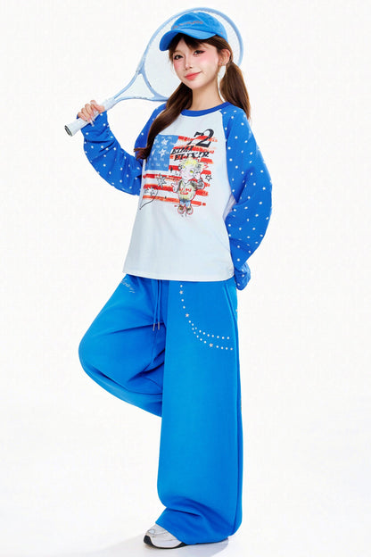 Star Rhinestone Wide Leg Pants