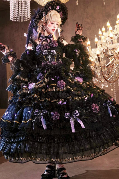 Abito lolita gotico da principessa con bara a farfalla