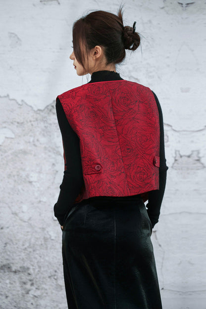 レトロローズジャカードベスト