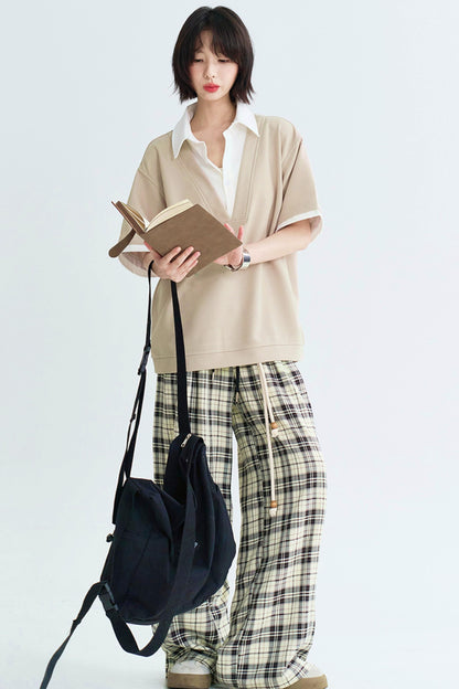 Relaxed Fit Shirt Collar Tee Shirt