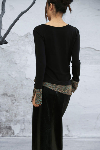 フィッシュスケールジャカードトップス