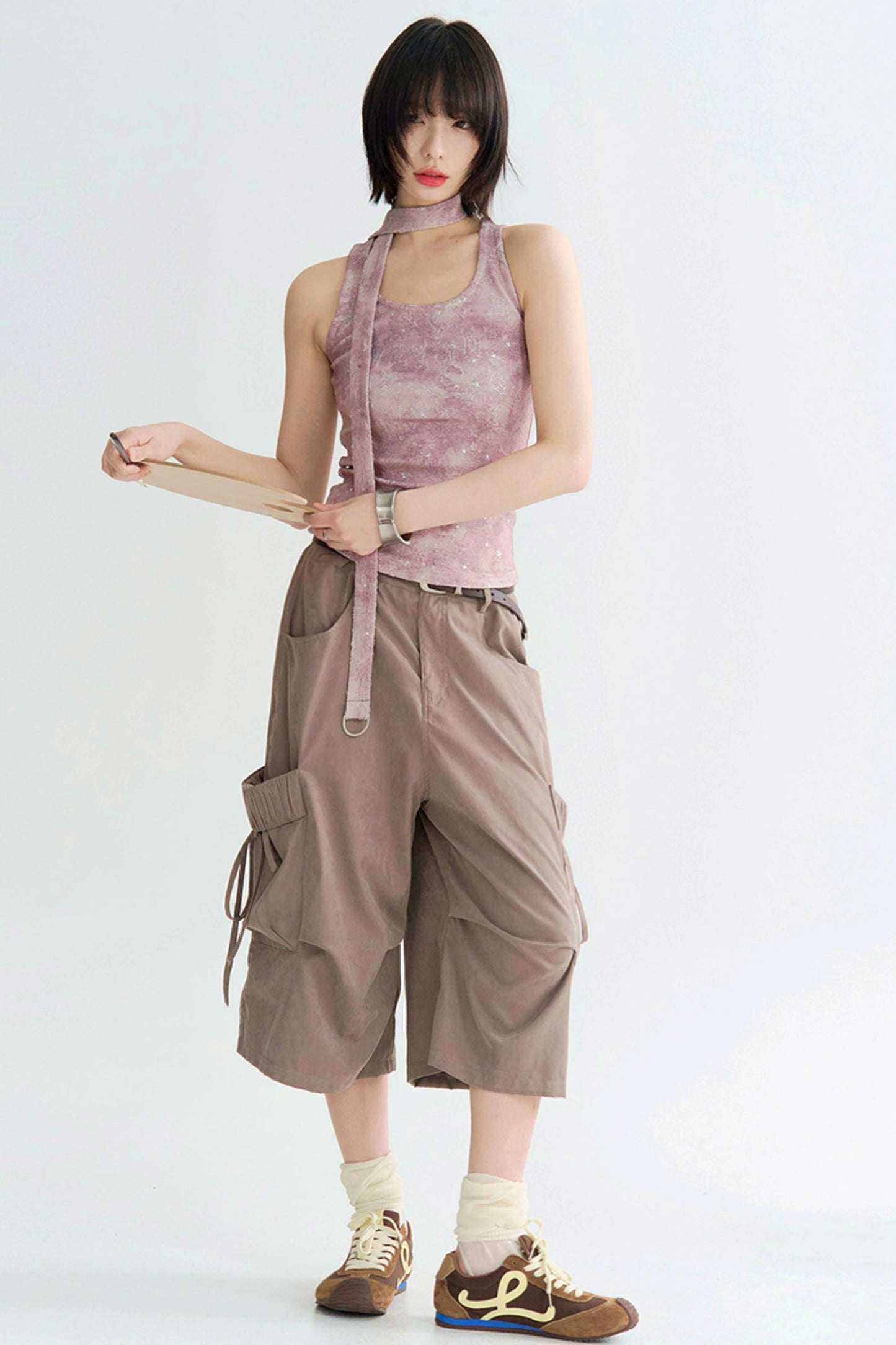 ルーズフィットクロップドカーゴトラウザーズパンツ