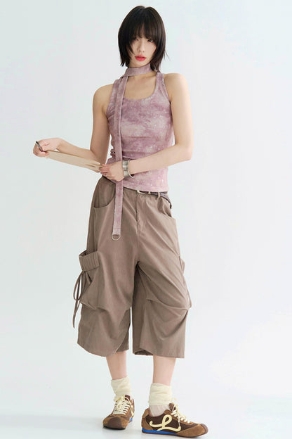 ルーズフィットクロップドカーゴトラウザーズパンツ