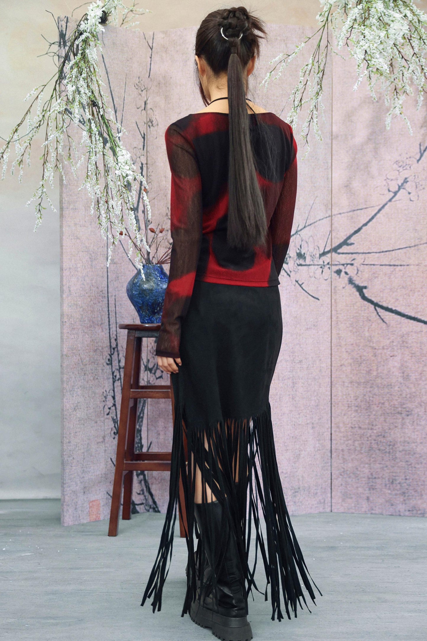 Retro Suede Fringe Skirt