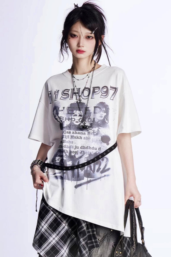 レトロシックアシンメトリックストラップトップス