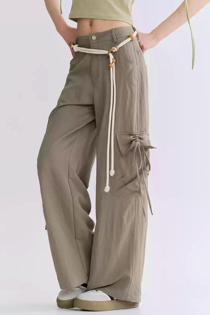 レースアップワイドレッグカーゴパンツ