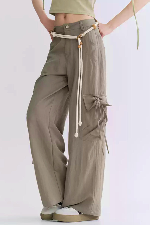 レースアップワイドレッグカーゴパンツ